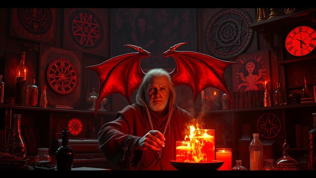 Alchemist Summons Demon in Laboratory: Cinematic Still