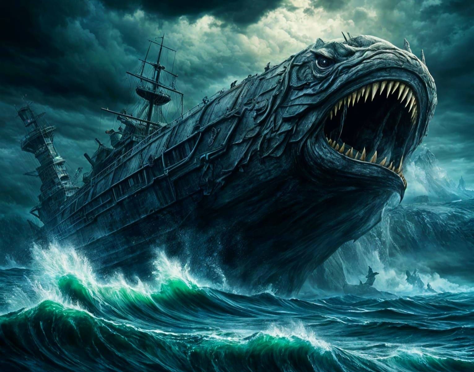 Titanic Apocalyptic Leviathan Rises from the Sea