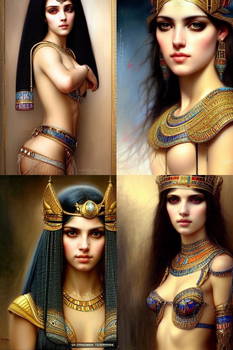 Ornate Egyptian Princess Portrait in Hyperrealistic Style