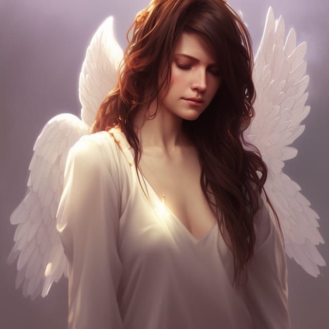 Detailed Angelic Portrait in Digital Art Style