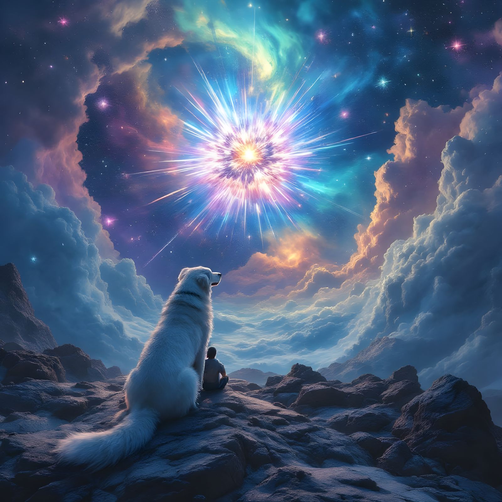 Muscular Man and His Labrador Observe Cosmic Explosion on Cl...