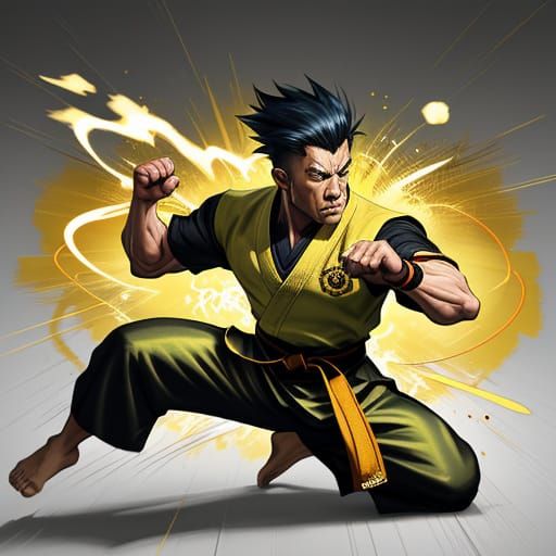 Dynamic Anime Martial Arts Kick Concept Art