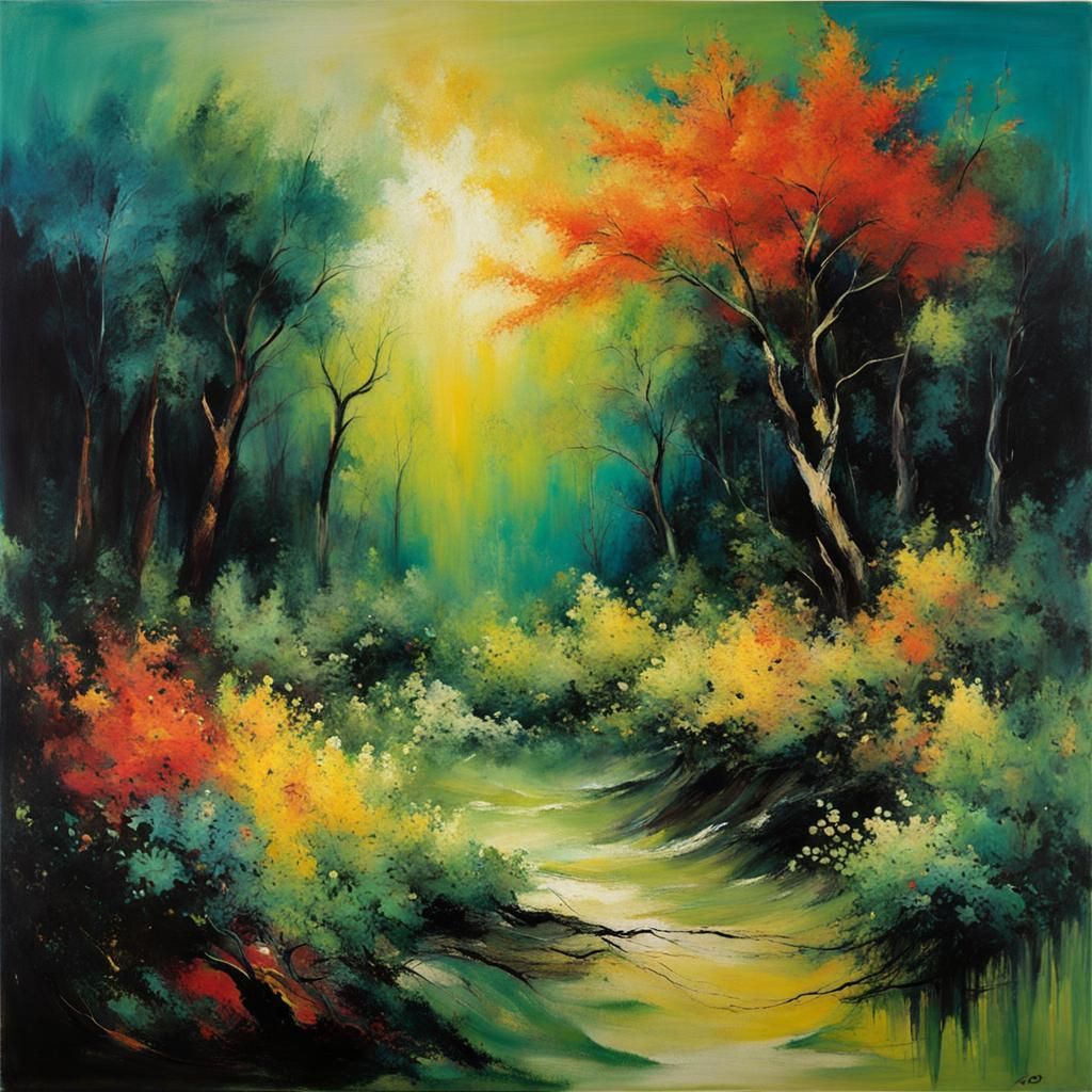 Eldritch Forest Painting in Abstract Style