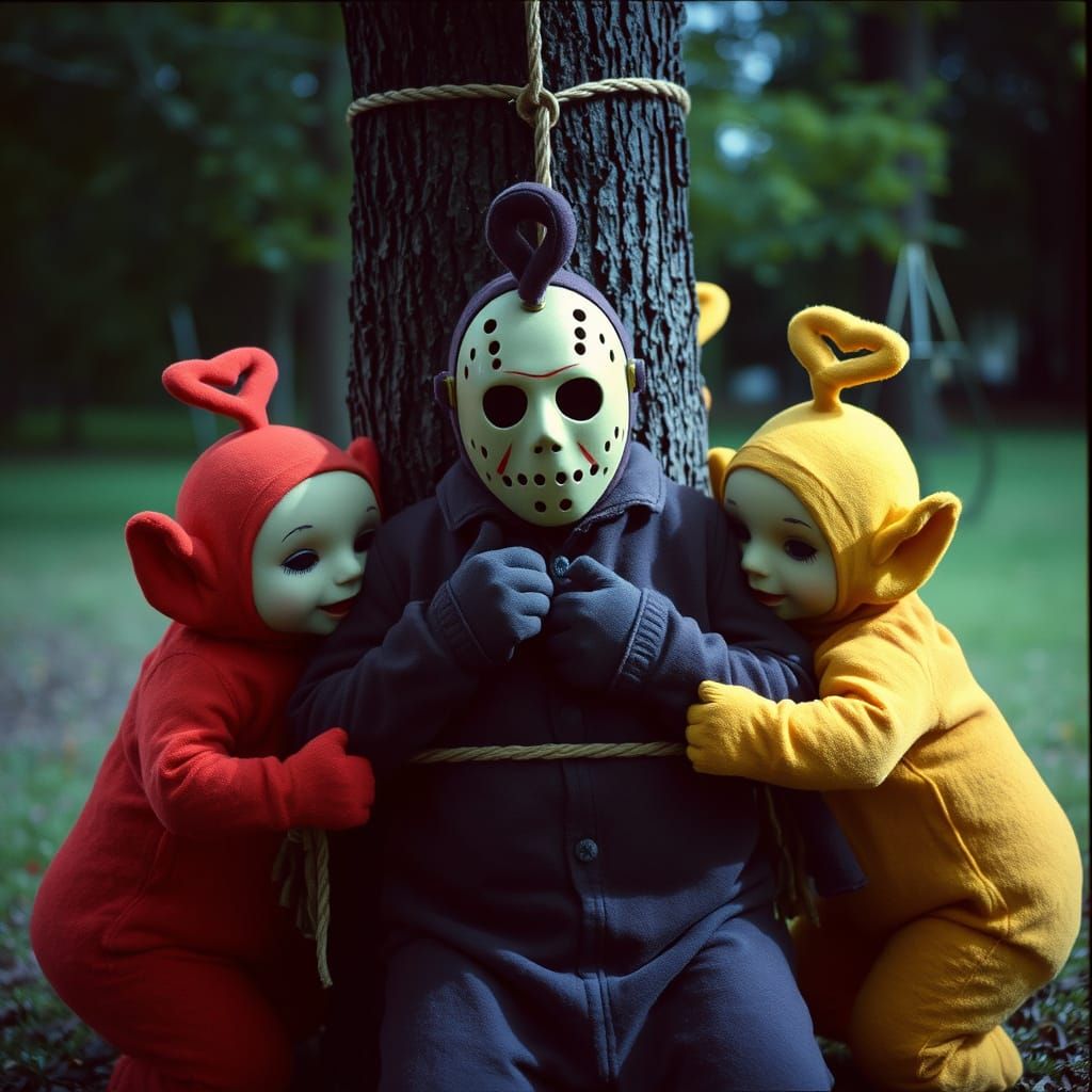 Jason Voorhees Trapped by Teletubbies in Cinematic Horror Sc...