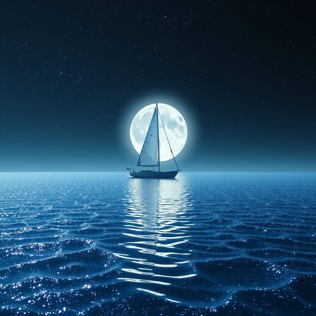 Ethereal Sailboat Cruises Through Iridescent Stardust Under ...