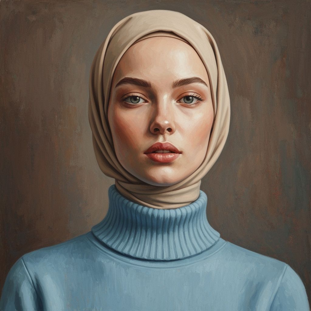 Latvian Hijabi Woman in Neo-Impressionist Style