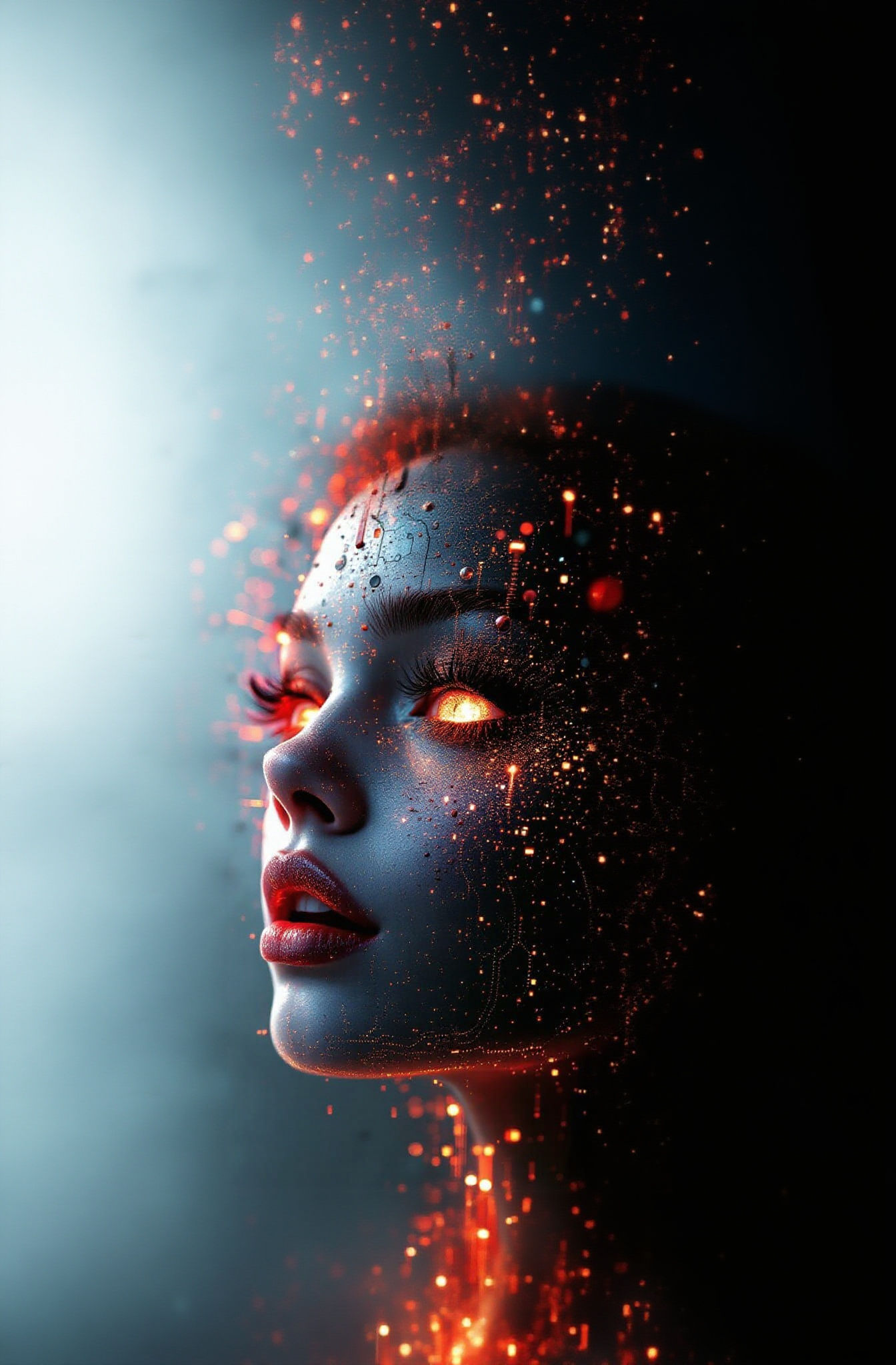 Surreal Digital Portrait in Hyperdetailed Tron Aesthetic
