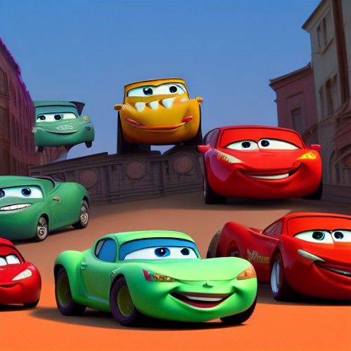 Cars in Pixar Style 3D Digital Art