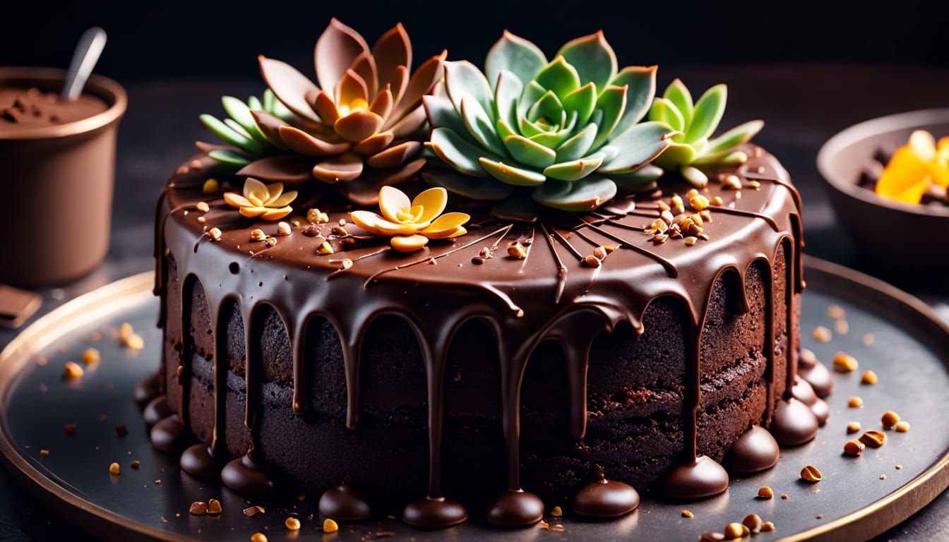 Succulent Chocolate Cake: Hyperrealistic Food Photography