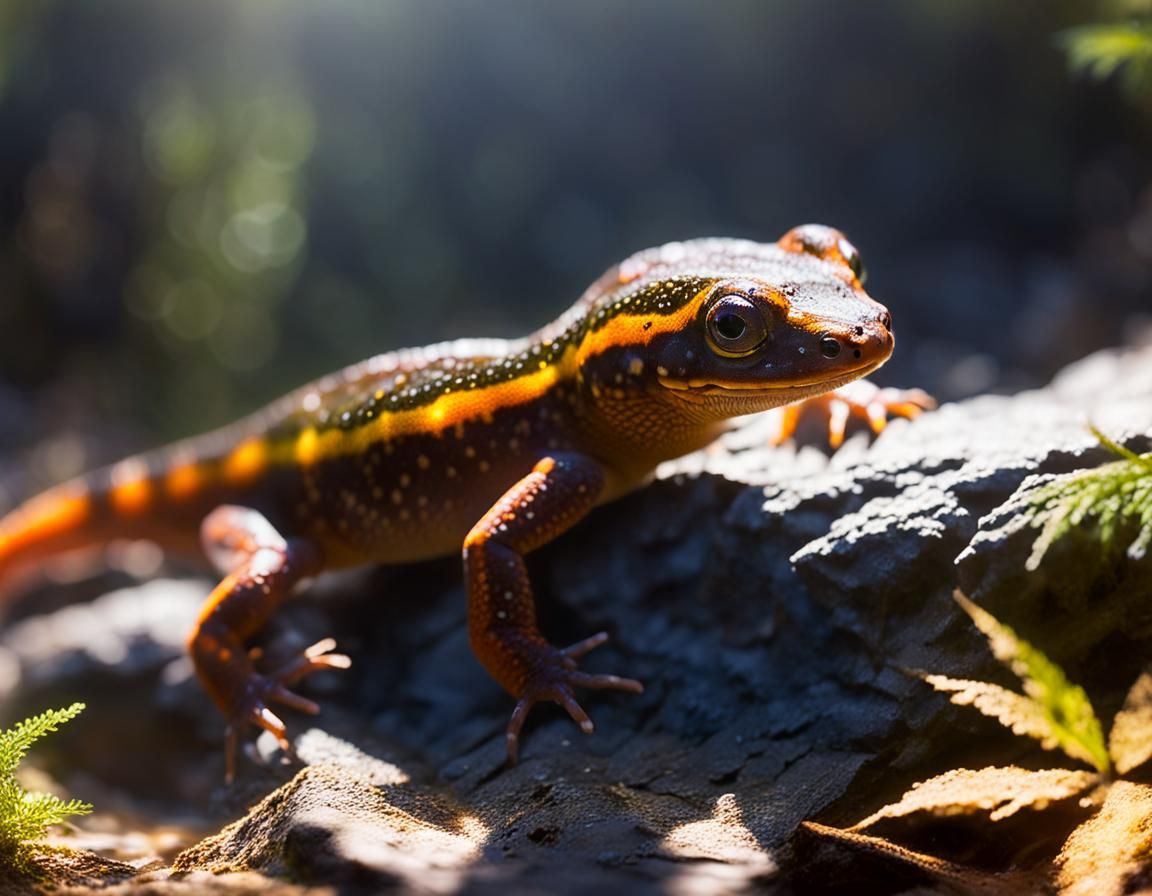 Newt Salamander in Alpine Stream: Professional Photography