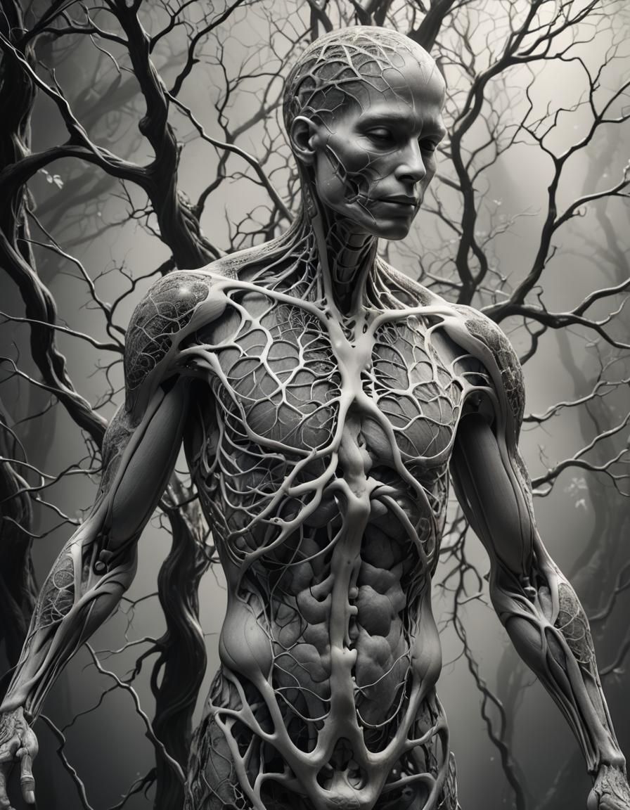 Transparent Human Anatomy with Botanical Details