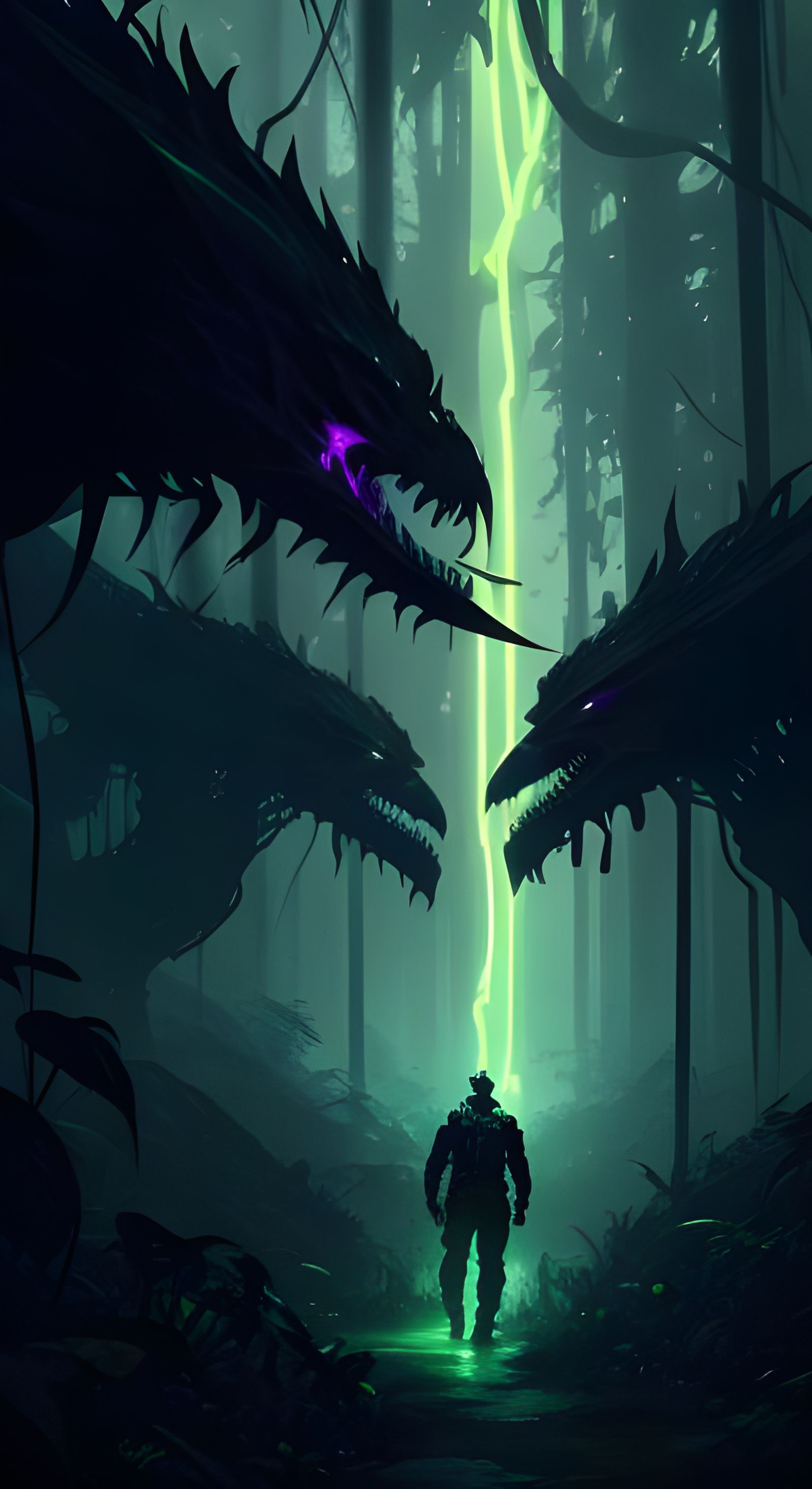 Jungle of Man-Eating Plants in Dark Fantasy Style