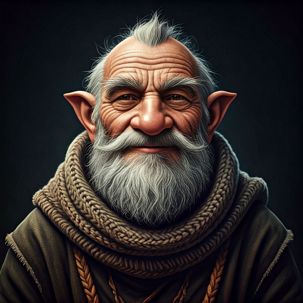 Grizzled Gnome Ascetic with Knit Scarf