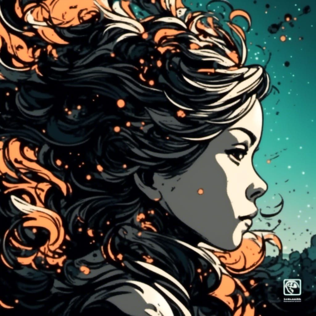 Monochrome Portrait with Selective Color, Vector Art