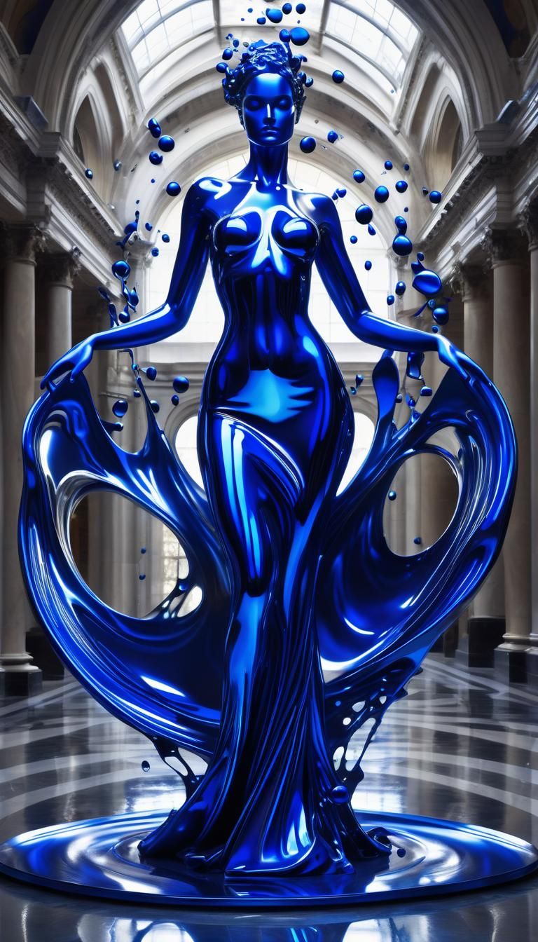 Molten Metal Statue of a Beautiful Woman