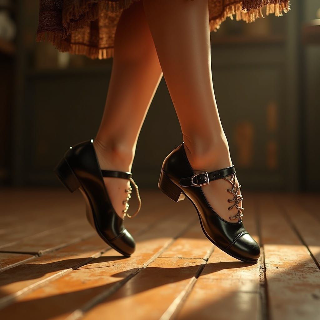 Vibrant Tap Dance Shoes on a Vintage Wooden Floor