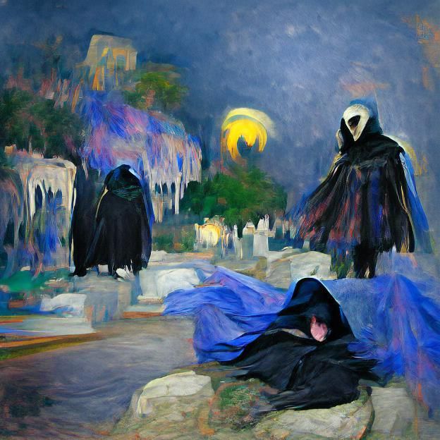 Minimalist Depiction of Death in Dark Robe
