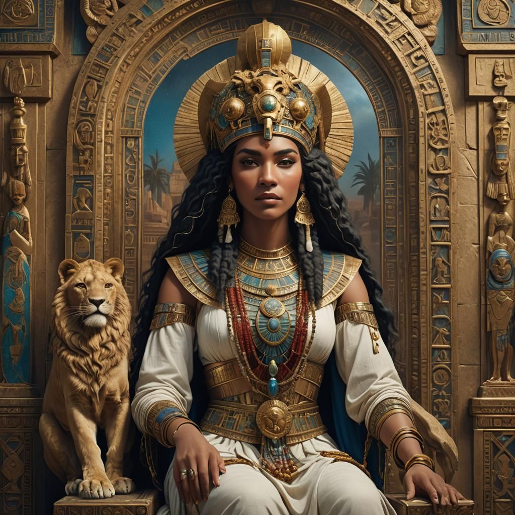 Goddess Sekhmet Portrait in Alma-Tadema Style