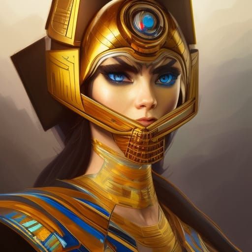 Futuristic Robot Cat Warrior in Egyptian Style