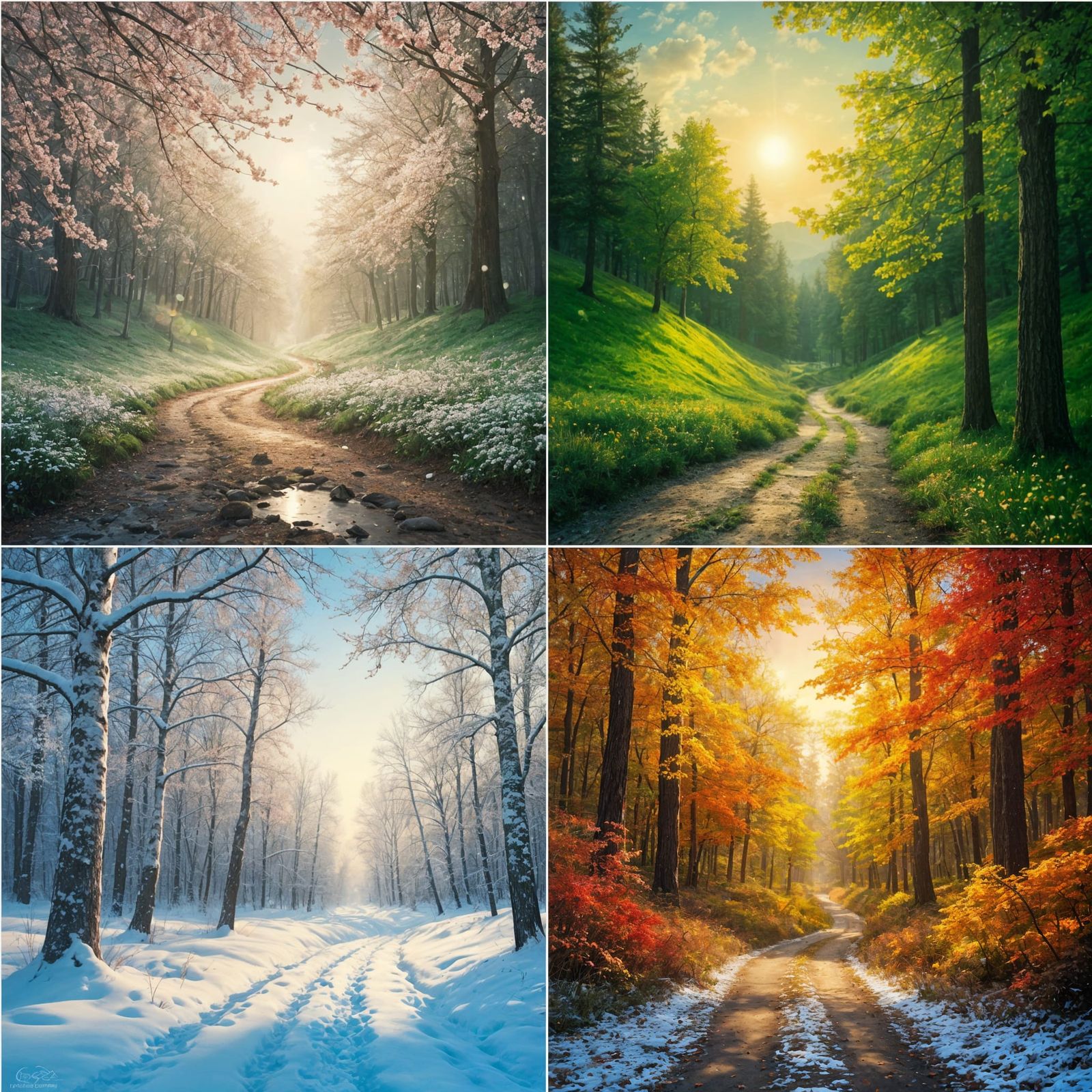 Seasons Converge in Vibrant Quadrant Landscape