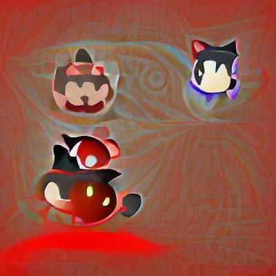 Eerie Nintendo Characters in Dark Red Shadow, 3D Render