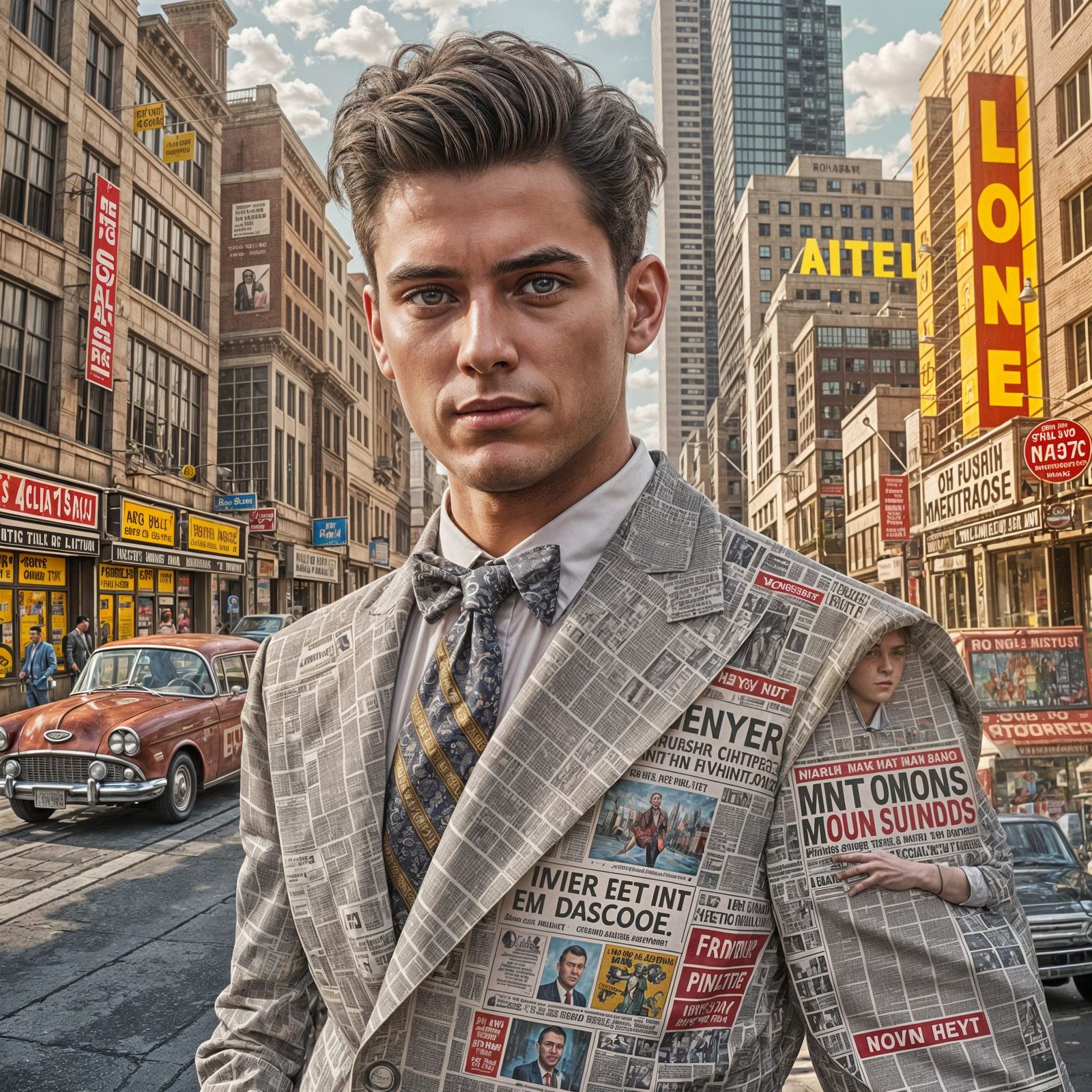 Newspaper Suit Model, 1950s Art College Style