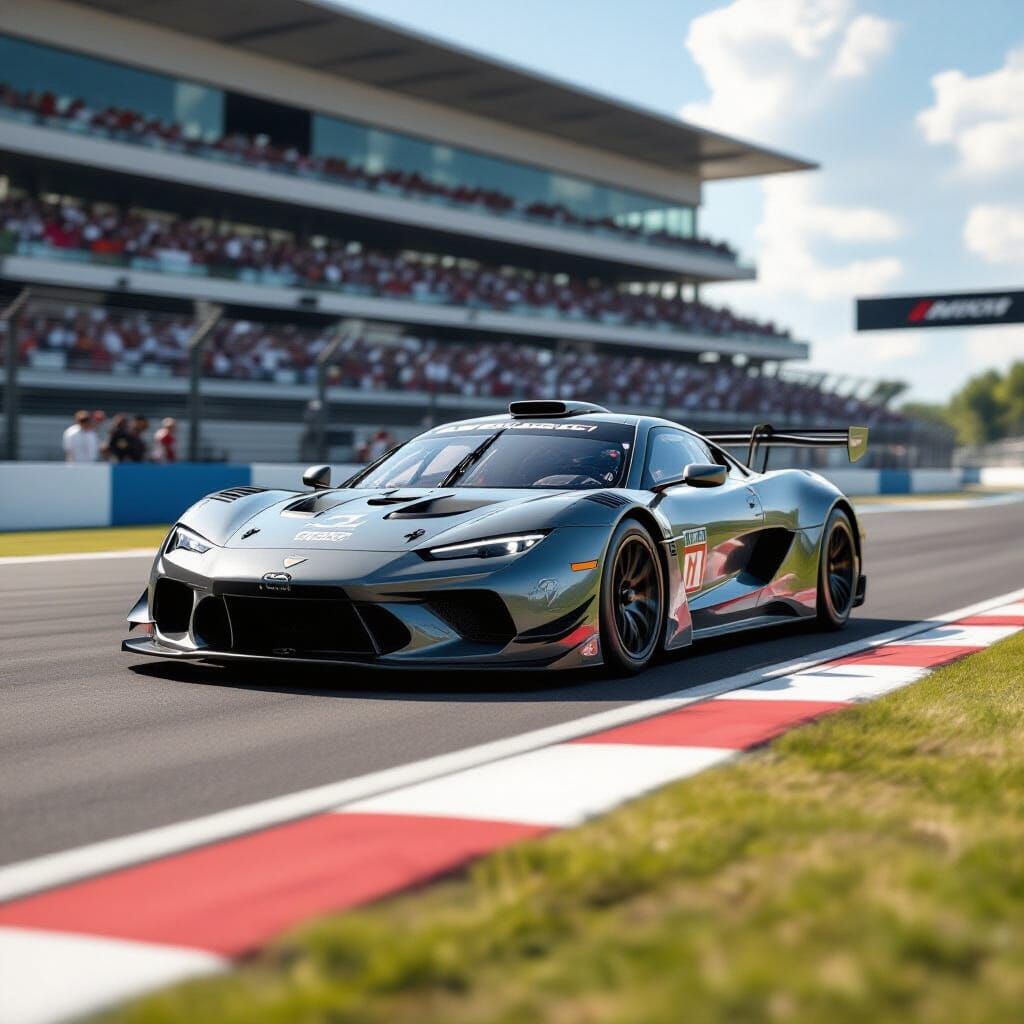 Realistic Modern Car in Sunlight Car Race