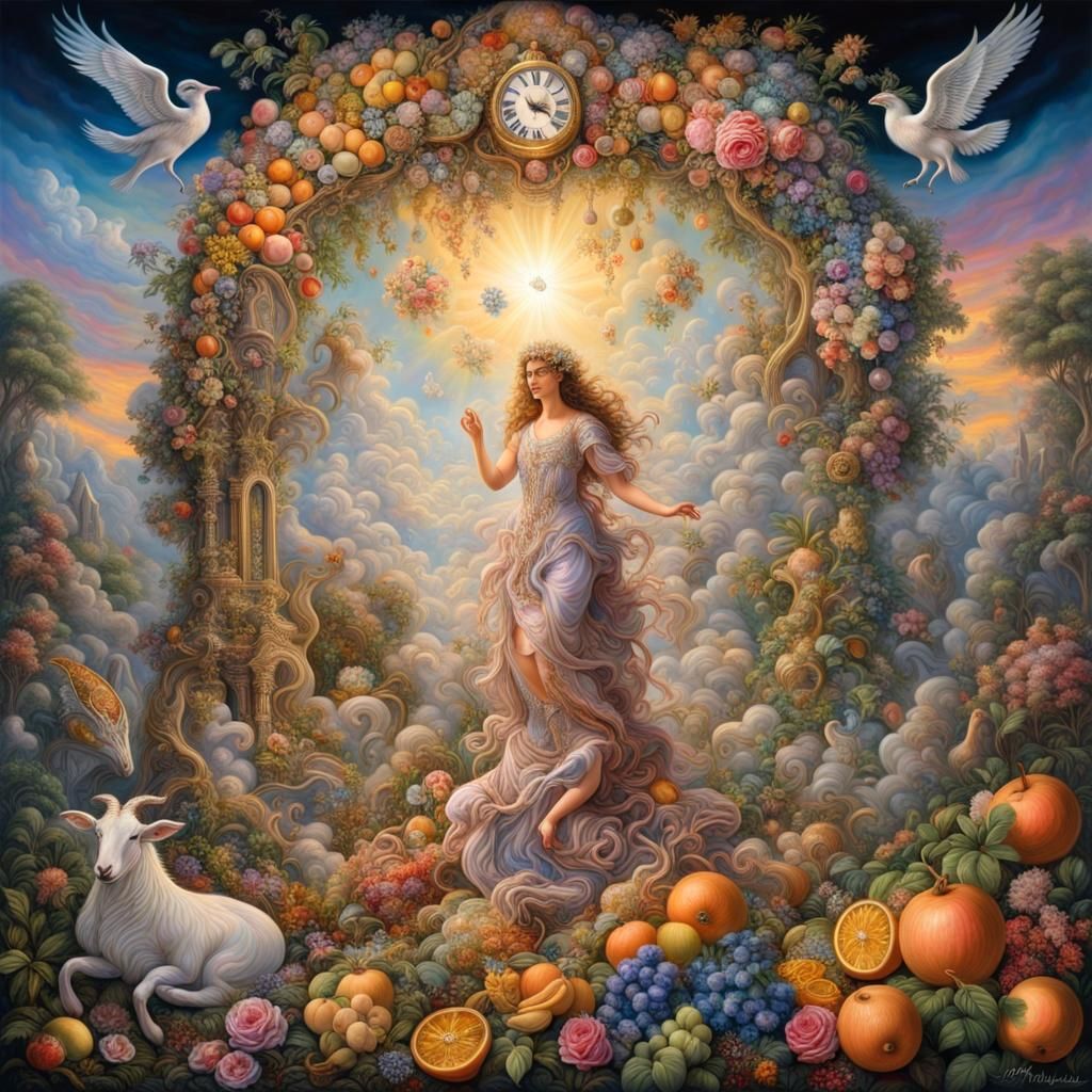 Hyperreal Celestial Hand in Josephine Wall Style