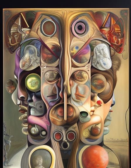 Surrealist Self-Portrait Reflecting Wonderland, Hyperrealism