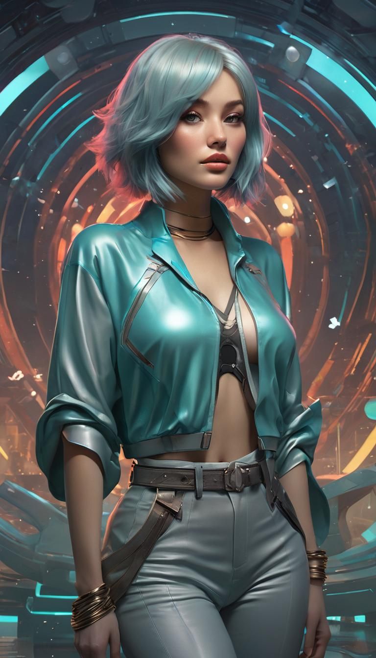 Uranus's Aqua chin length bob hair