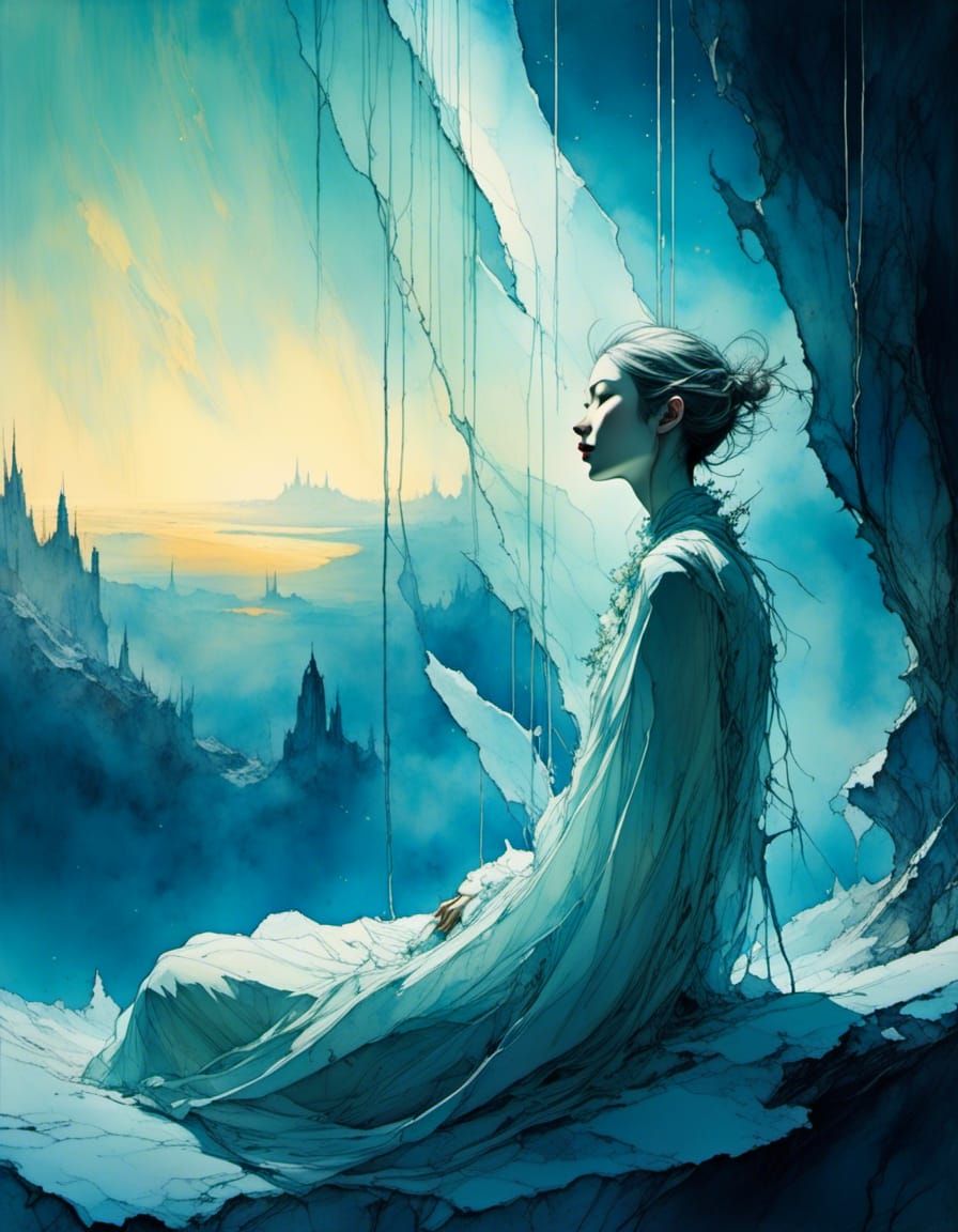 Cryo-Beauty Sleep: Sci-Fi Portrait in Futuristic Style