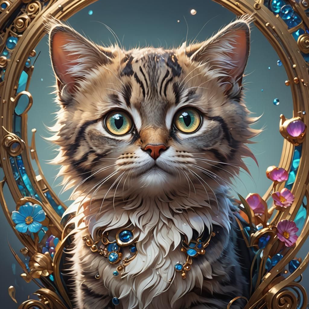 Adorable Kitten Portrait with Dynamic Lighting