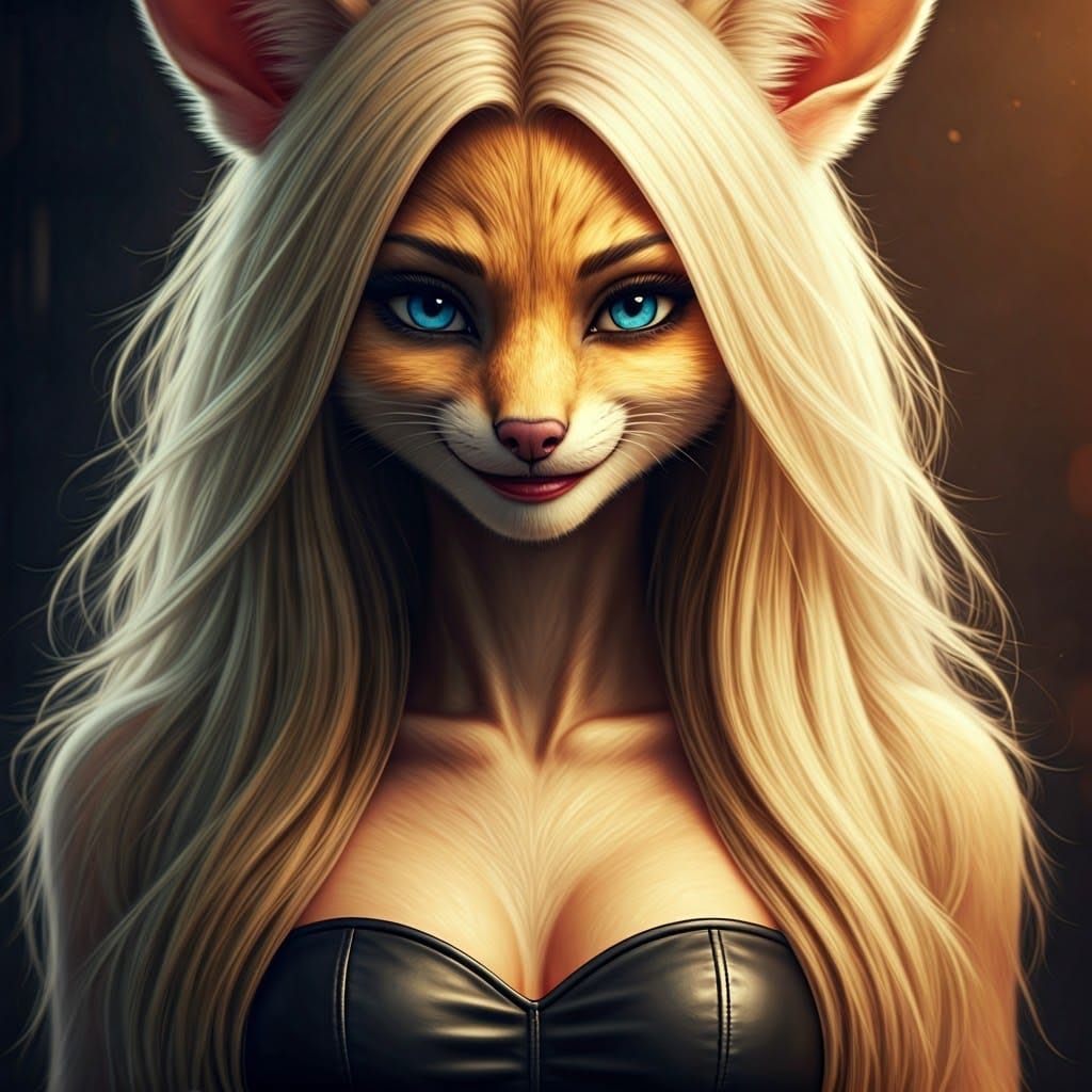 Sultry Fennec Fox with Flirtatious Gaze in Cinematic Portrai...