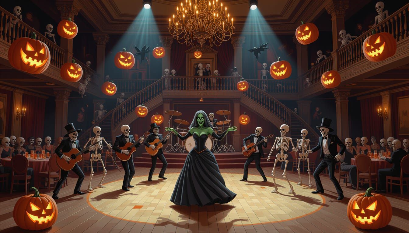 Haunted Ballroom Ball with Ghoul Band and Floating Pumpkins