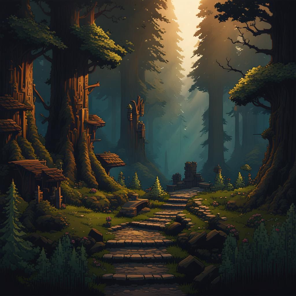 Dark Forest Pixel Art Assets for Adventure Game