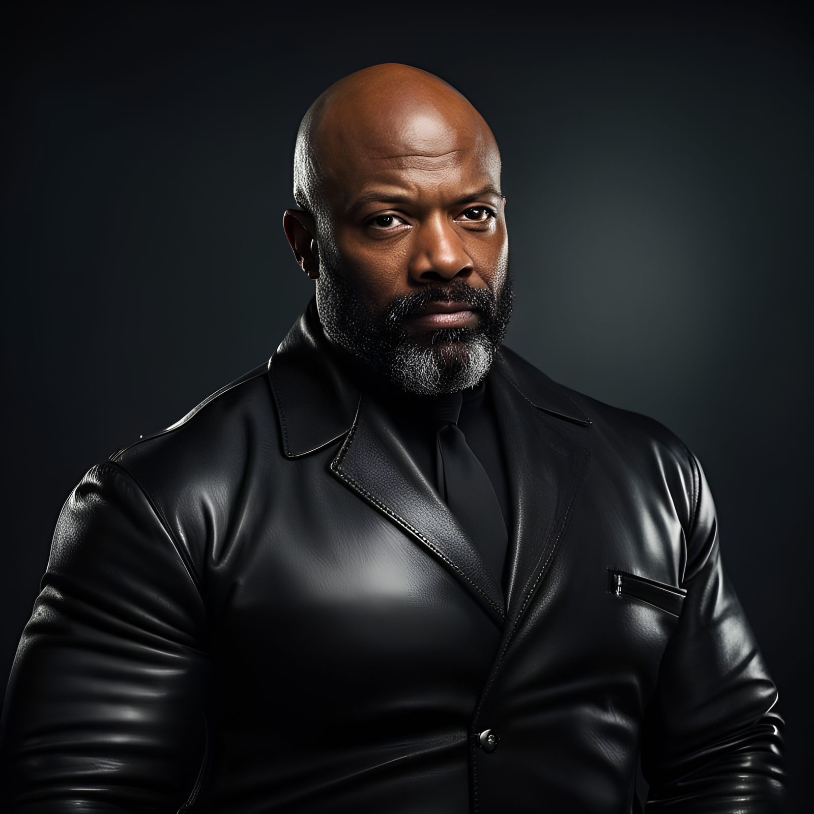 Muscular Man in Leather Suit Portrait
