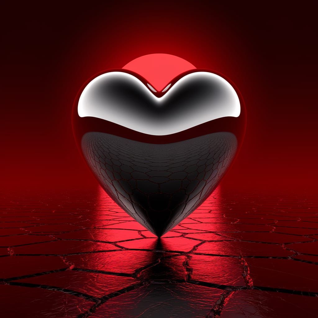 Chrome Heart Silhouette Against Blood-Red Sunset