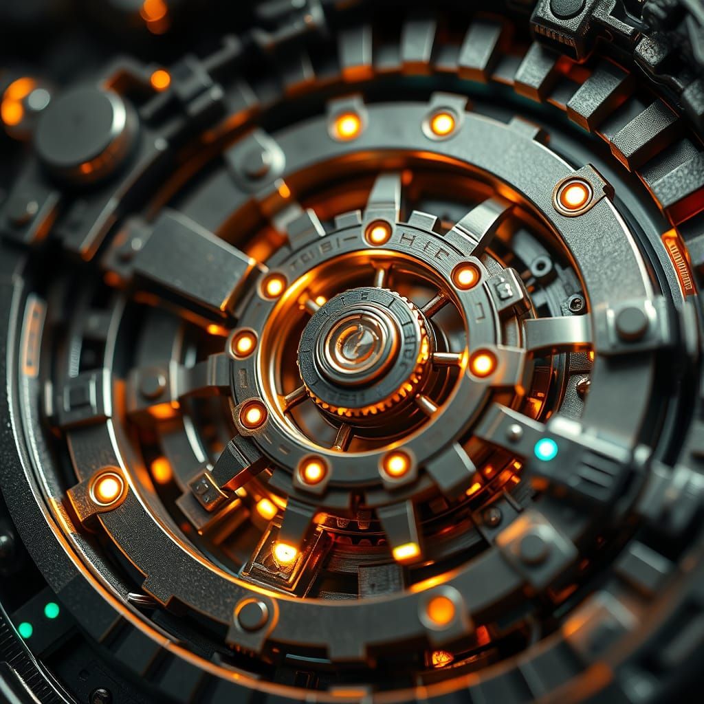 Intricate Sci-Fi Clockwork Gears Close-Up
