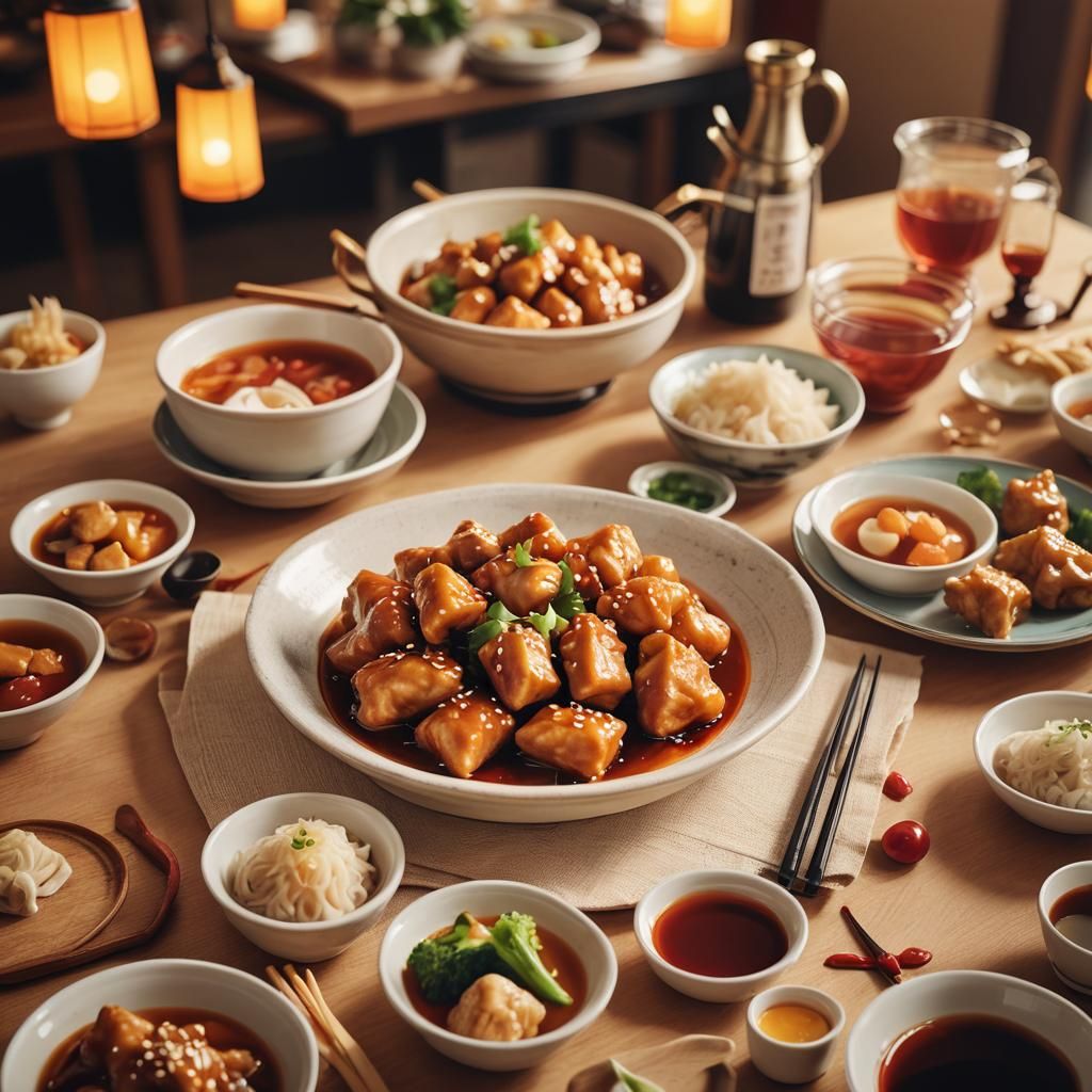Appetizing Sweet and Sour Chicken Still Life