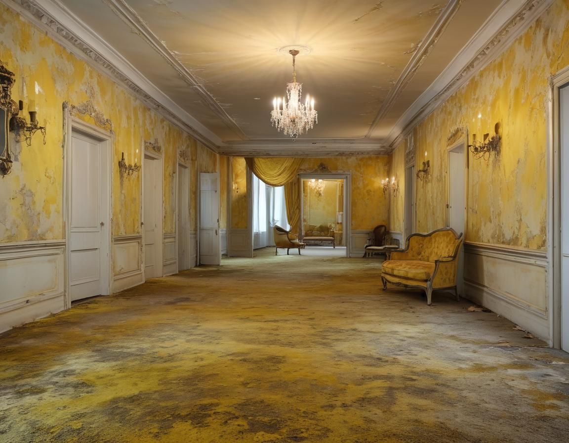 Creepy Liminal Space with Vintage Chair in Watercolor