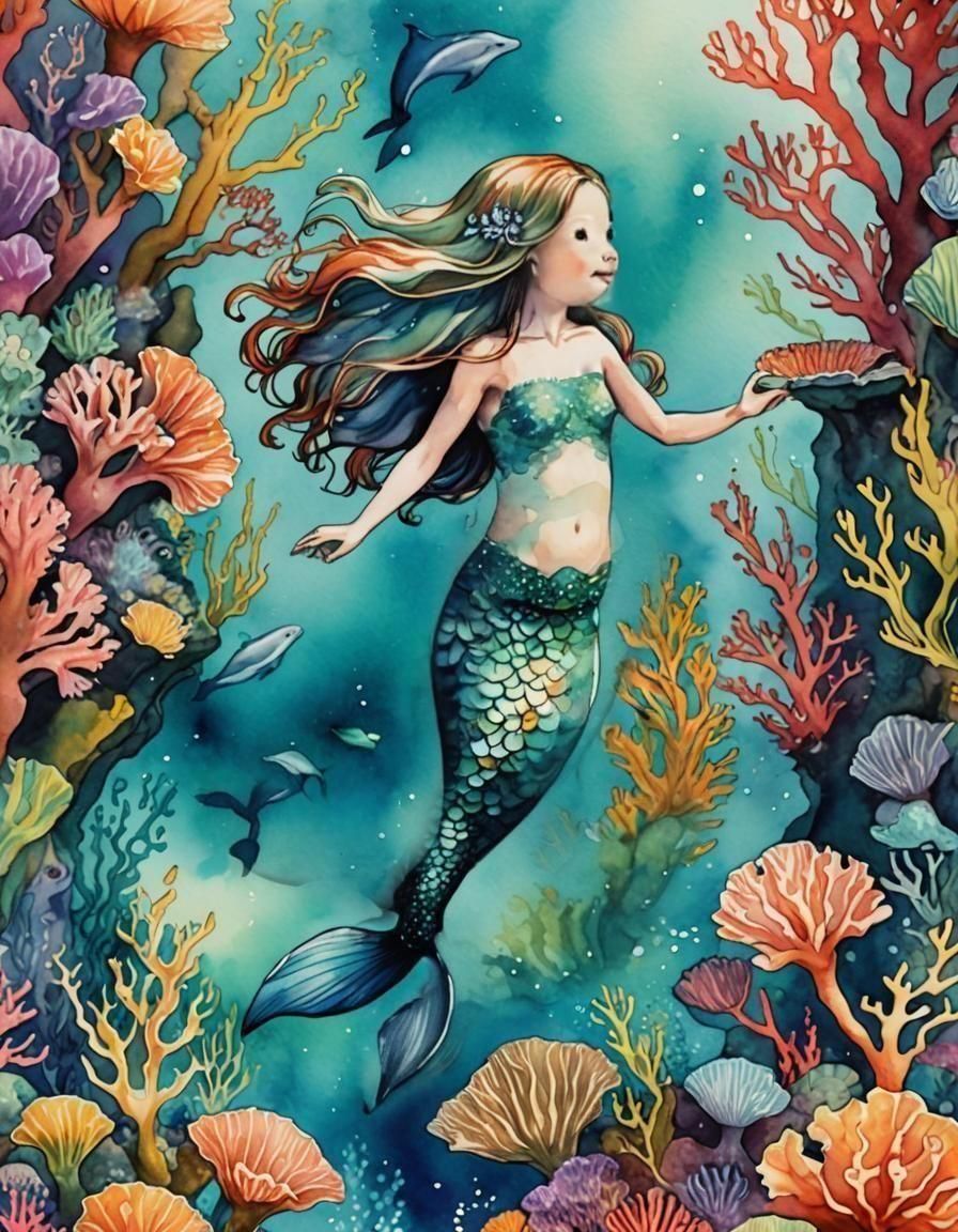 Watercolor Illustration of a Four-Year-Old Merchild