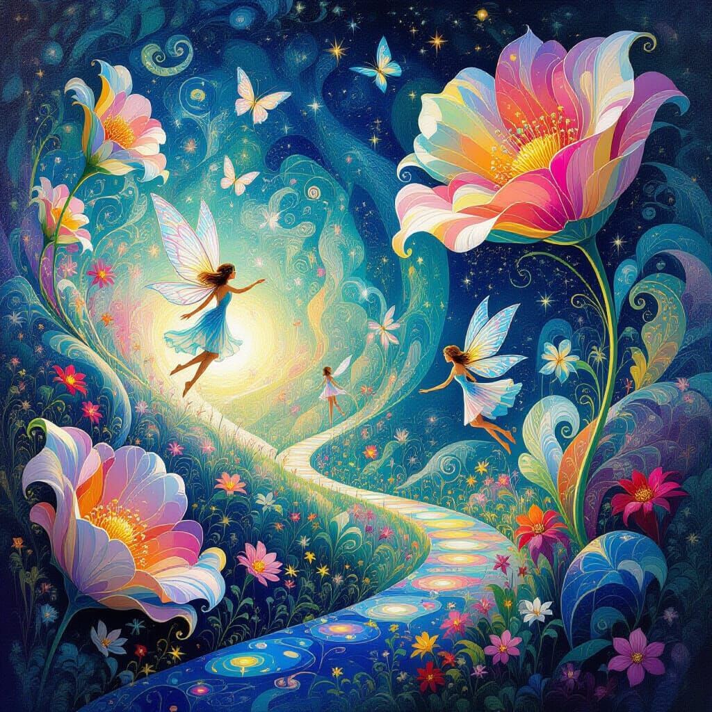 Ethereal Fairies in Bioluminescent Fairyland