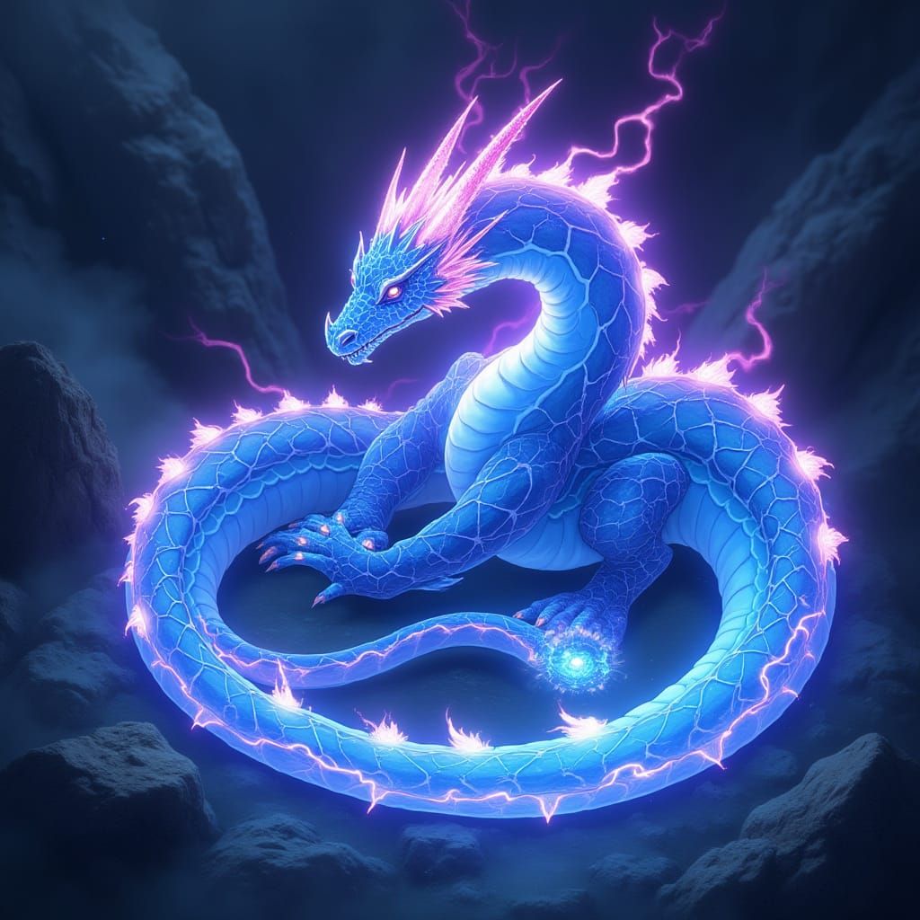 Plasma Dragon in Crystal Cave: Anime Style