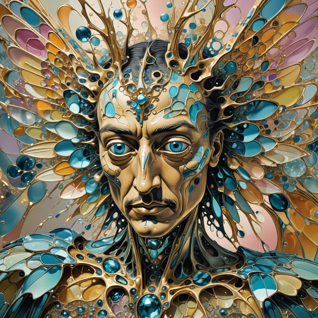 Surreal Creature Breaking into Fractal Pieces