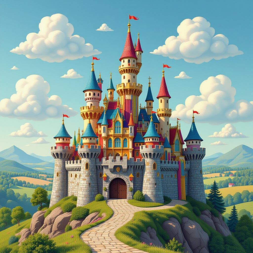 Whimsical Castle Built From Colored Pencils