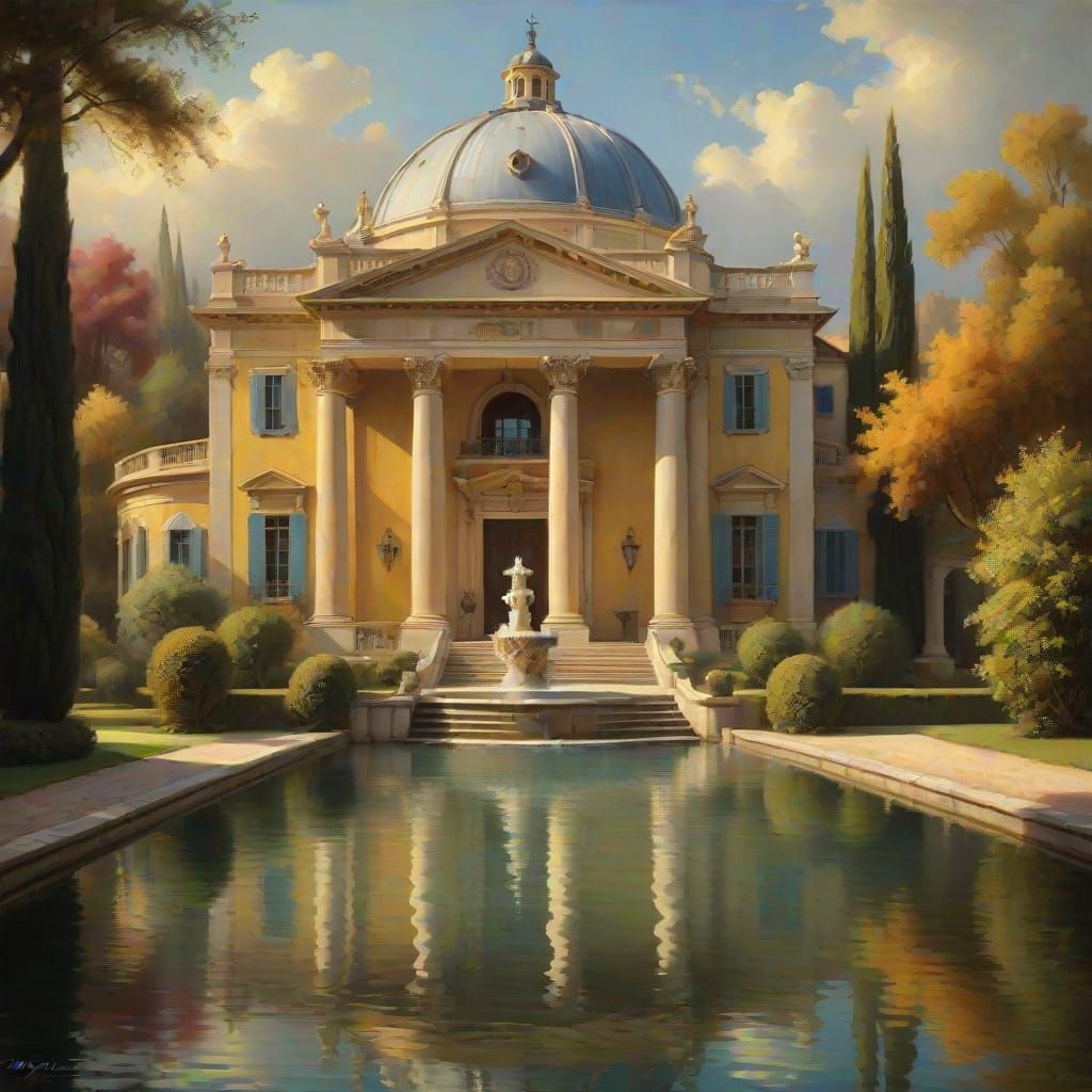 Serene Villa Set Against Tranquil Lake