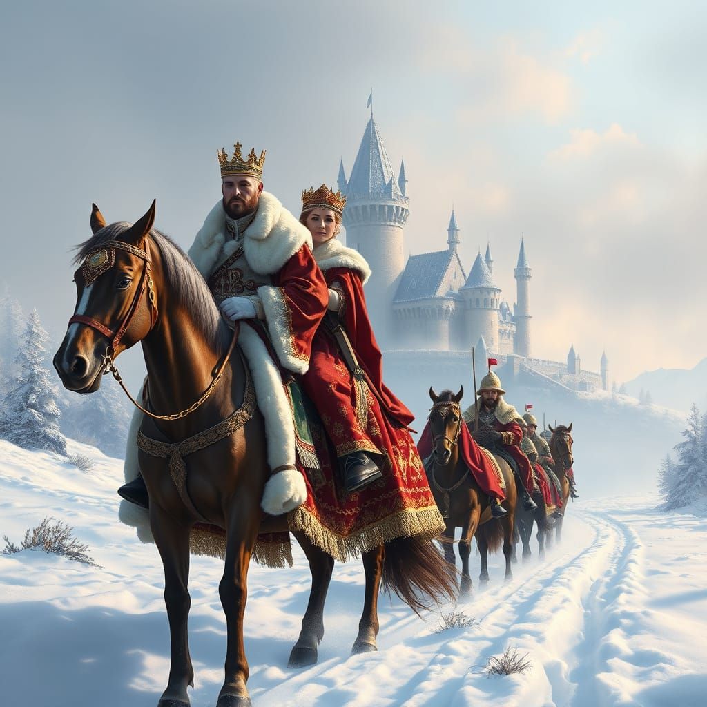 Fairytale Royalty Ride into Enchanted Winter Wonderland in S...