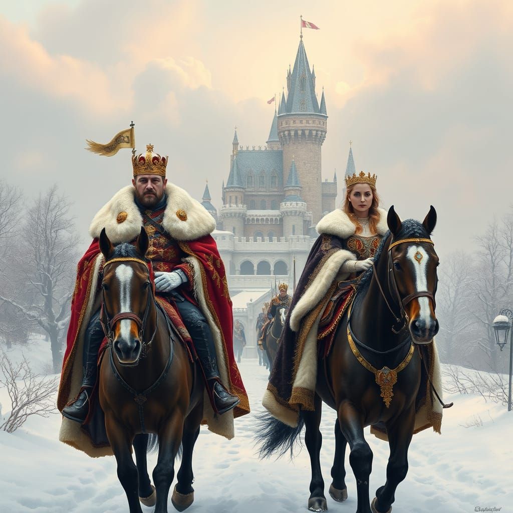 Regal Winter Royalty Ride to Majestic Fairytale Castle
