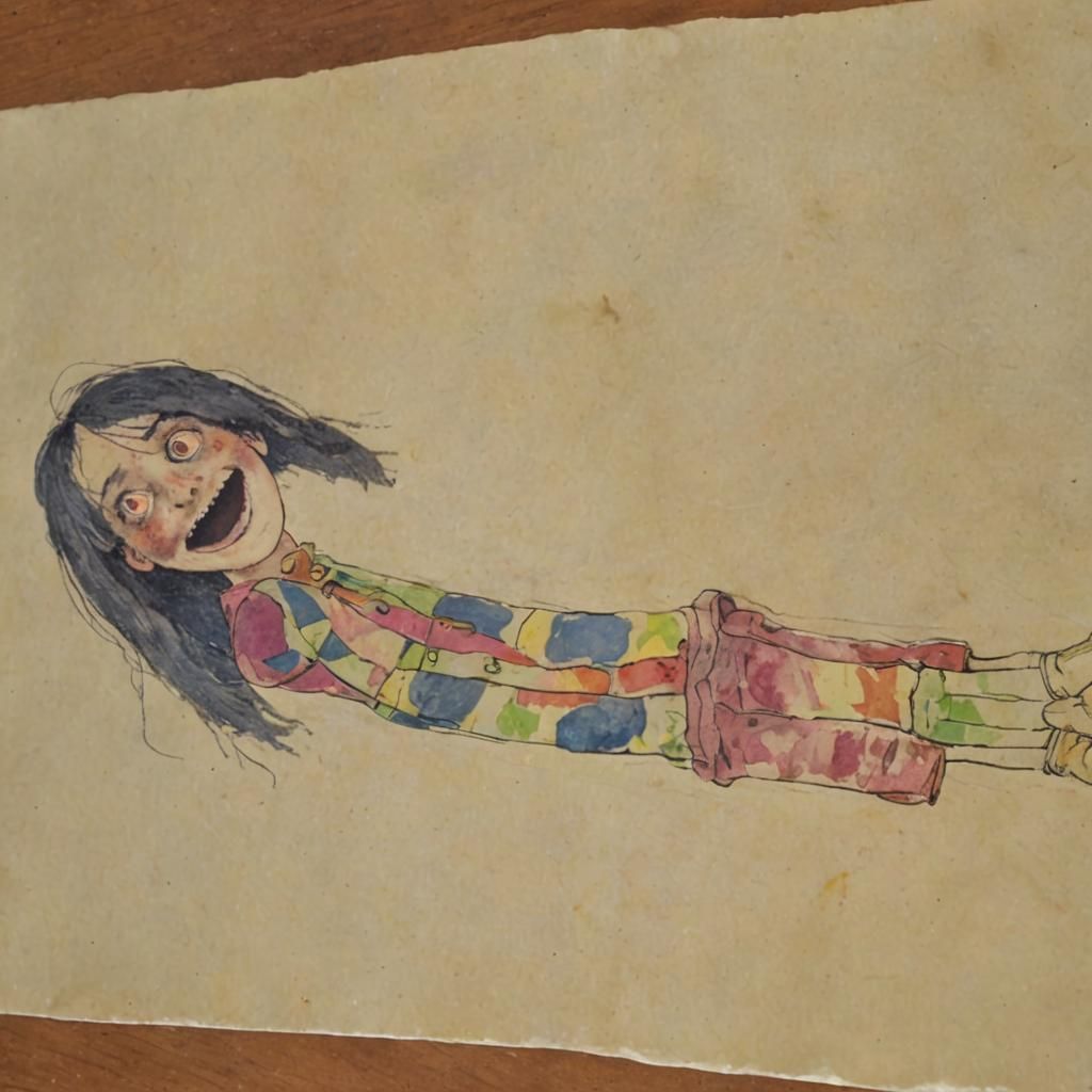 Child's Drawing in the Style of Wood Engravings