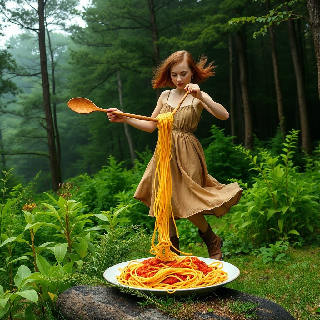 Woman Spanks Spaghetti in West Virginia Forest